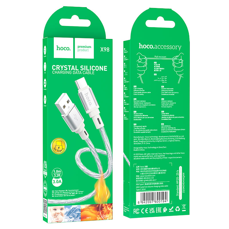 Cable USB to Type-C “X98 Crystal ice”