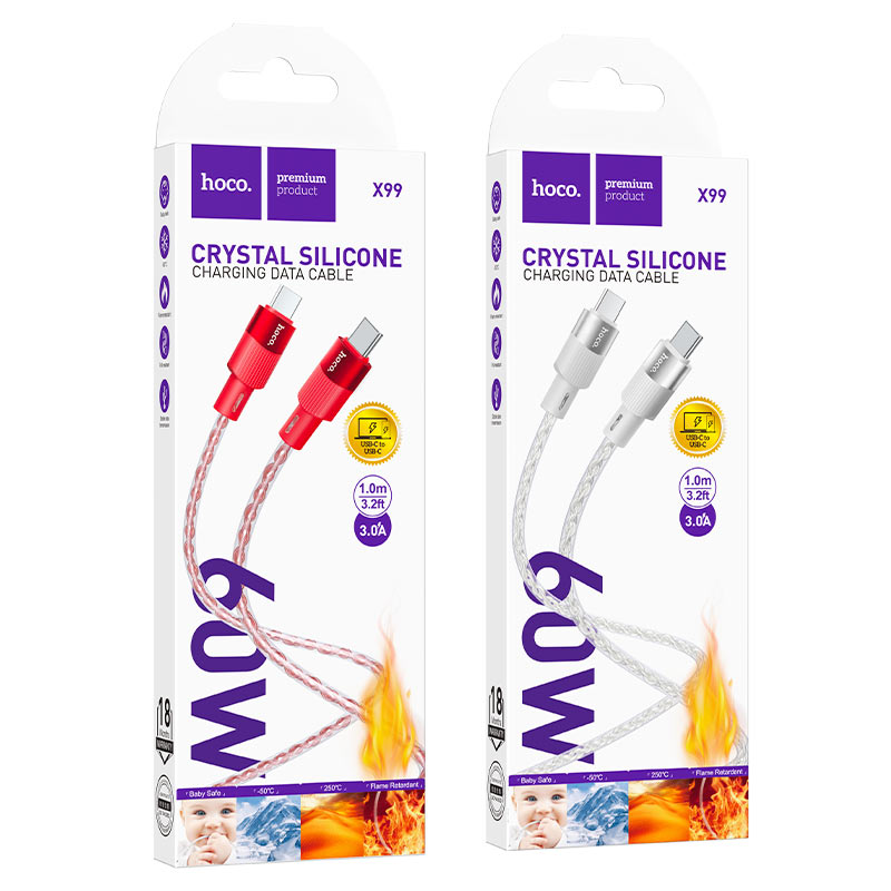 Cable Type-C to Type-C “X99 Crystal junction” PD 60W fast charge