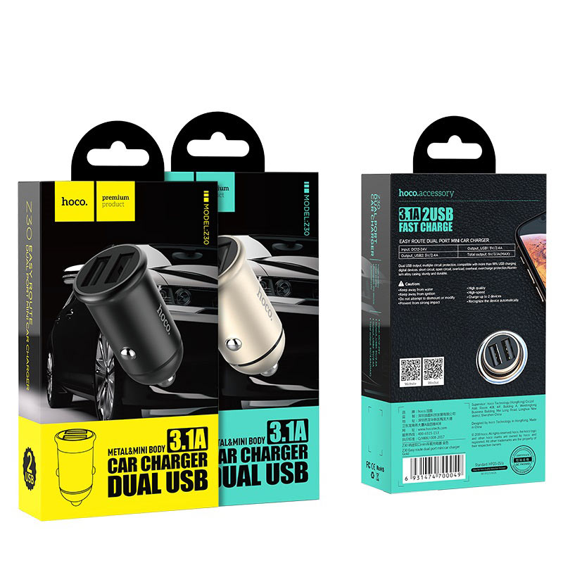 Car charger “Z30 Easy route” dual port charging adapter