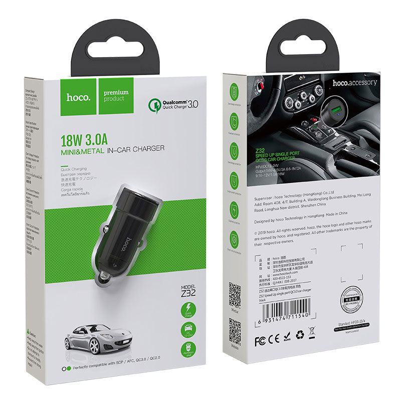 Car charger “Z32 Speed Up” single port QC3.0