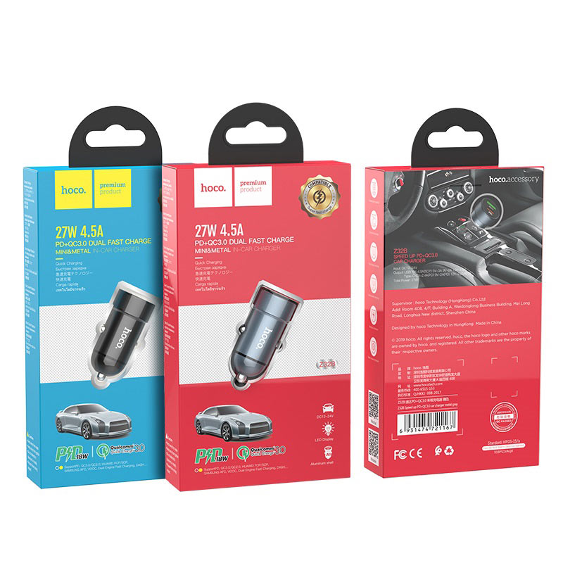 Car charger “Z32B Speed up” PD+QC3.0 set with cable