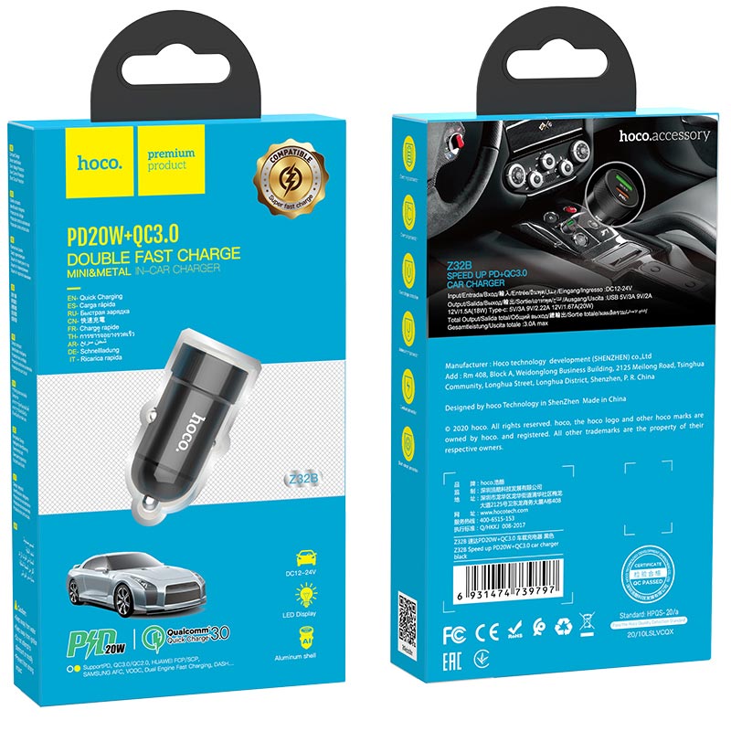 Car charger “Z32B Speed up” PD20W + QC3.0