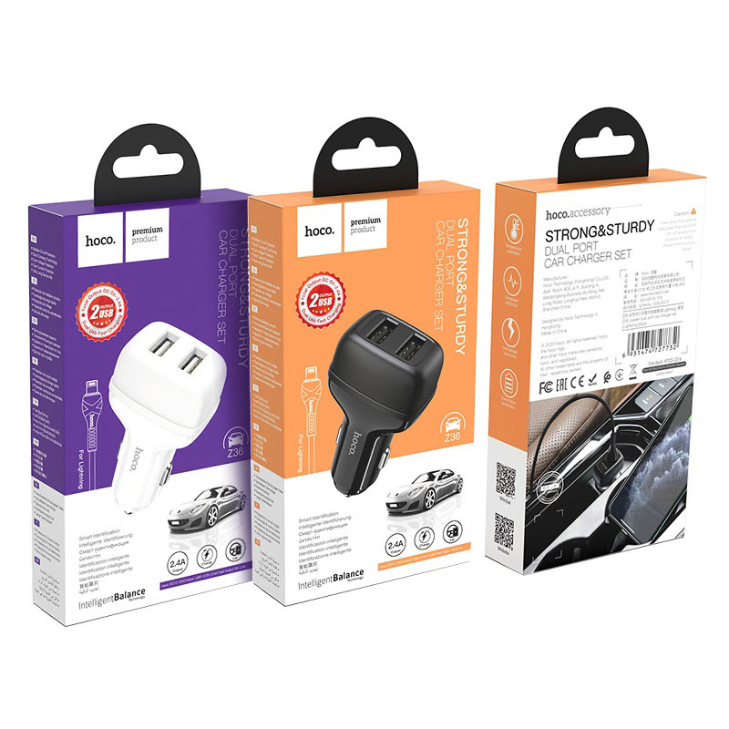 Car charger “Z36 Leader” dual port set with cable