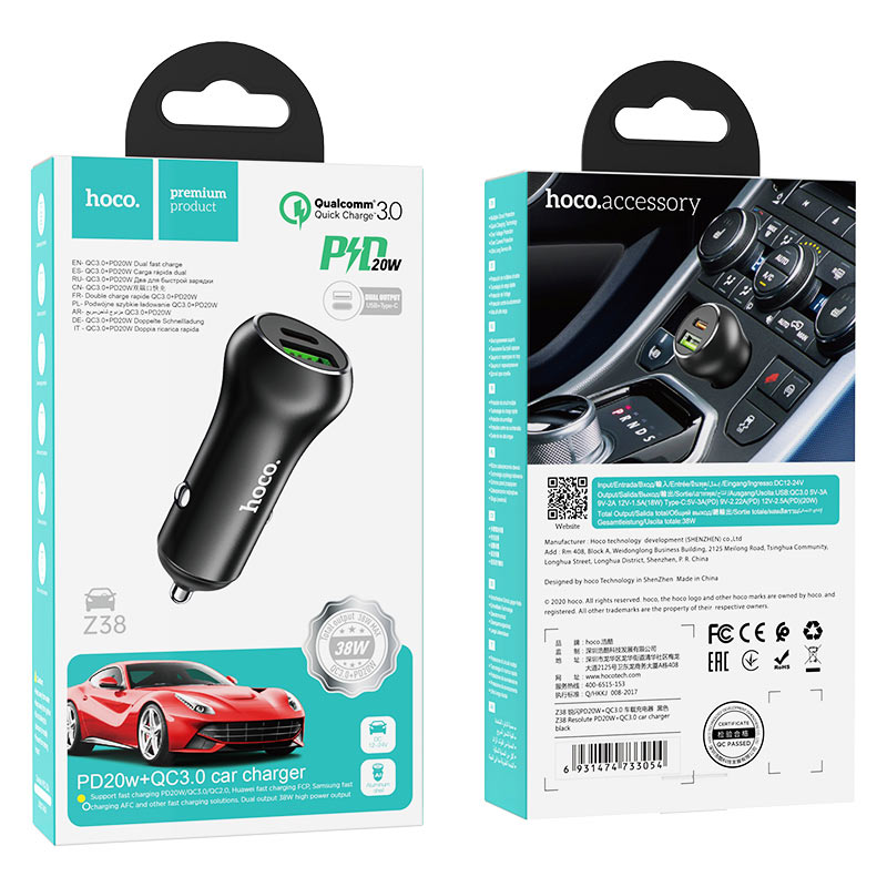 Car charger “Z38 Resolute” PD20W + QC3.0