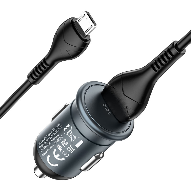 Car charger “Z43 Mighty” QC3.0 set with cable