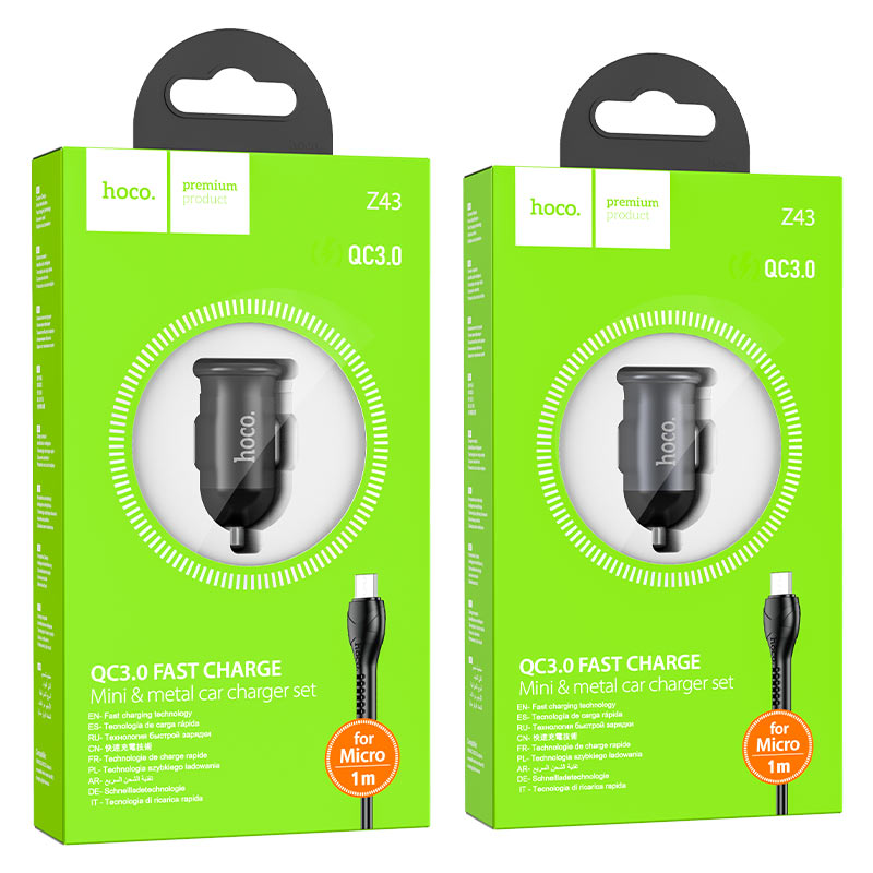 Car charger “Z43 Mighty” QC3.0 set with cable