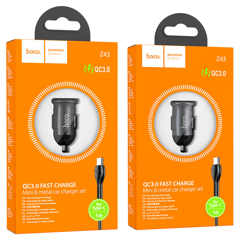 Car charger “Z43 Mighty” QC3.0 set with cable