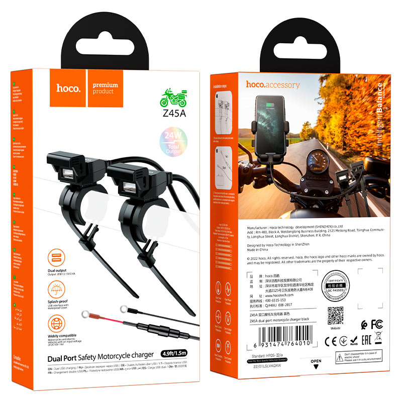 Motorcycle charger “Z45A” dual port