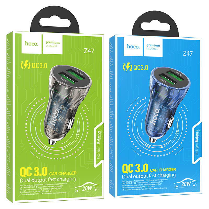 Car charger “Z47 Transparent Discovery Edition” QC3.0 set