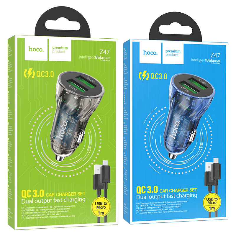 Car charger “Z47 Transparent Discovery Edition” QC3.0 set