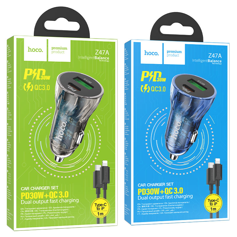 Car charger “Z47A Transparent Discovery Edition” PD30W+QC3.0 set