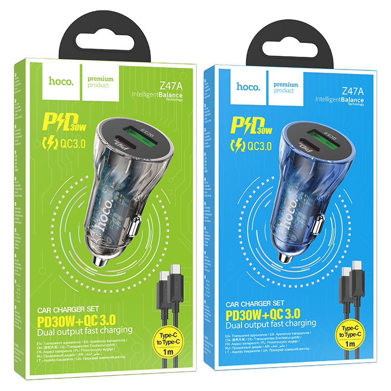 Car charger “Z47A Transparent Discovery Edition” PD30W+QC3.0 set
