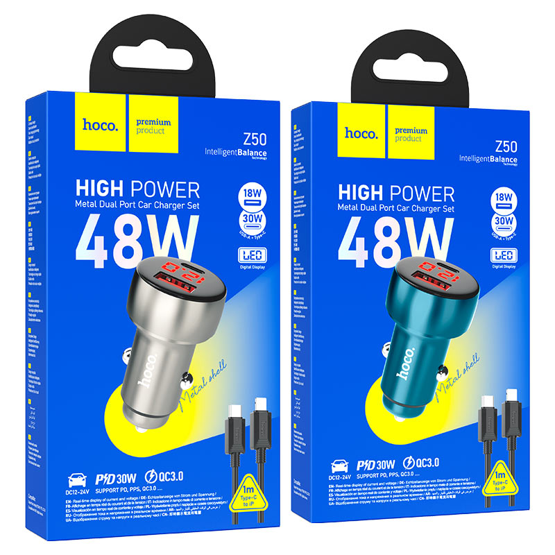 Car charger “Z50 Leader” 48W cable set
