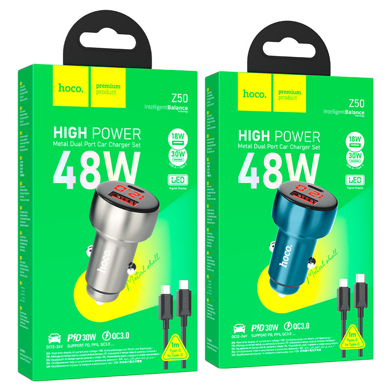 Car charger “Z50 Leader” 48W cable set