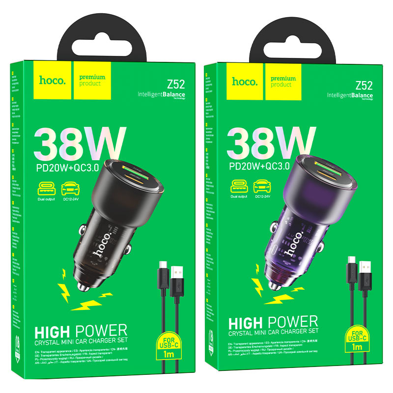 Car charger “Z52 Spacious” 38W cable set