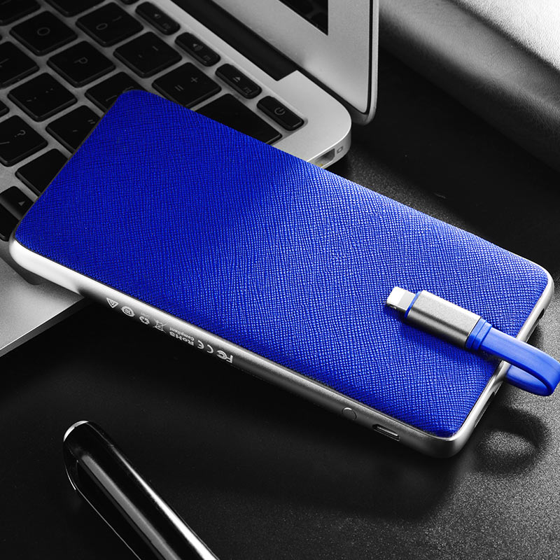 Power bank «J1 Linstar» 10000 mAh single USB with built-in Lightning cable