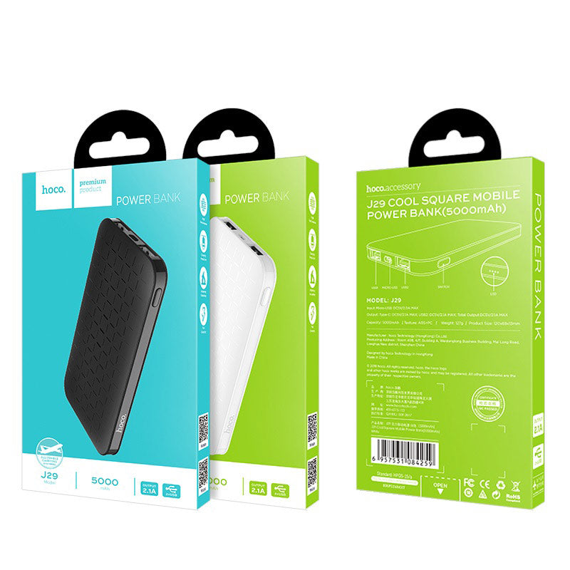 Power bank «J29 Cool square» 5000 mAh dual USB output
