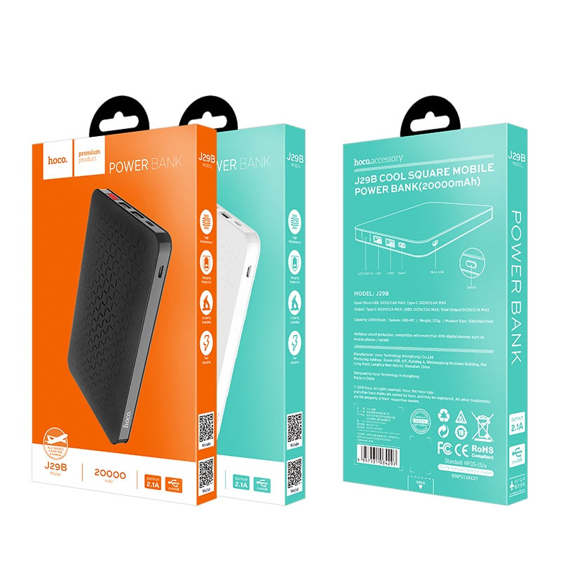 Power bank «J29B Cool square» 20000 mAh dual USB output