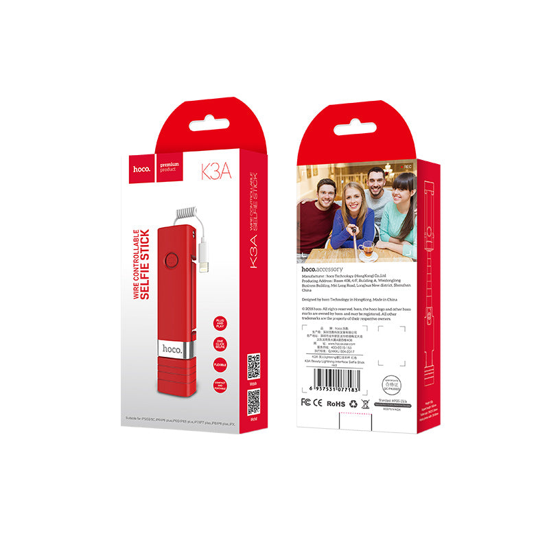 Selfie stick «K3A Beauty» Lightning wired handheld monopod