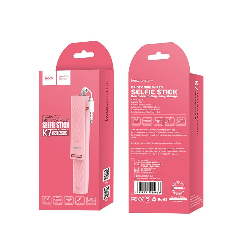 Selfie stick “K7 Dainty mini” 3.5mm jack wired monopod