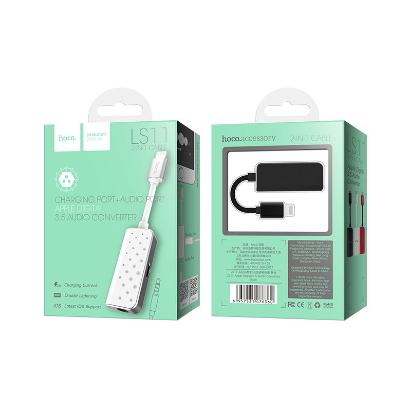 Adapter Lightning to 3.5mm jack «LS11» 2 in 1 audio converter