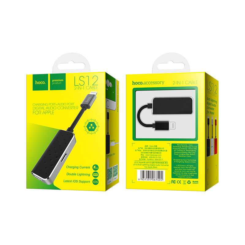 Adapter Lightning to 2xLightning «LS12» 2 in 1 audio converter