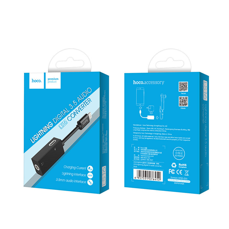 Adapter Lightning to 3.5mm jack «LS16» 2 in 1 audio converter