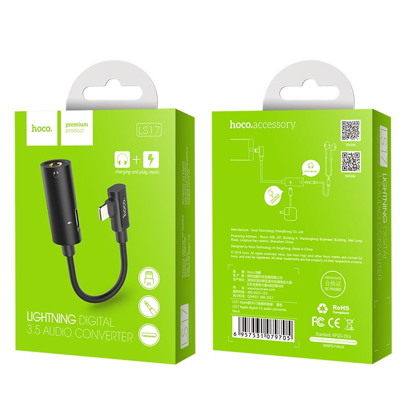 Adapter Lightning to 3.5mm «LS17» 2 in 1 audio converter
