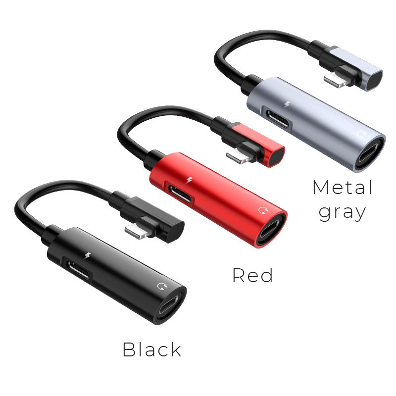 Adapter Lightning to 2xLightning «LS18» 2 in 1 audio converter