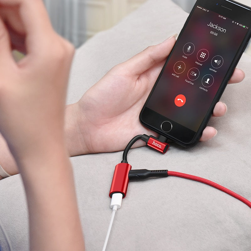 Adapter Lightning to 2xLightning «LS18» 2 in 1 audio converter
