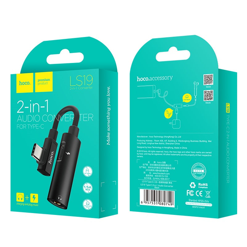 Adapter Type-C to 3.5 mm «LS19» 2 in 1 audio converter