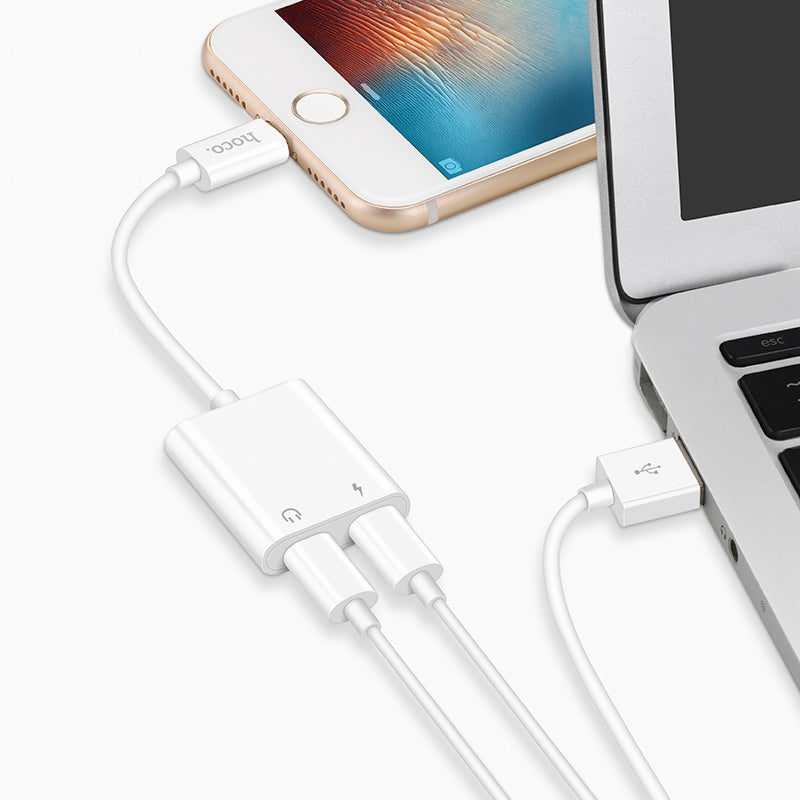 Adapter Lightning to 2xLightning «LS5» 2 in 1 audio converter