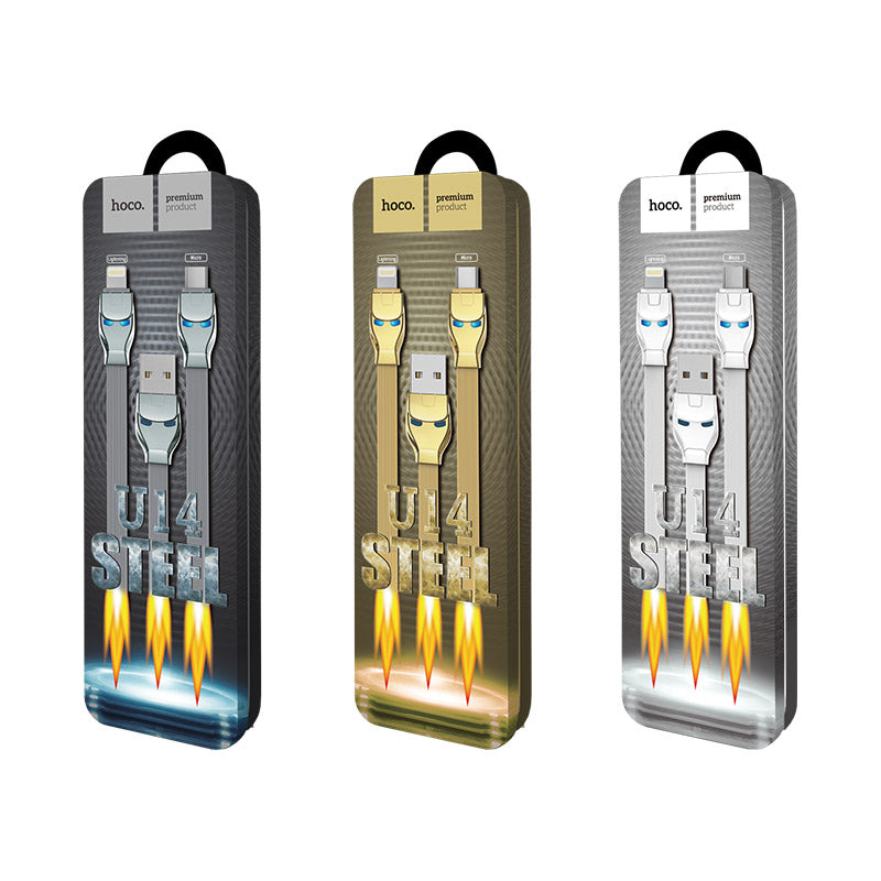 Cable «U14 Steel man 2in1» charging Lightning Micro USB