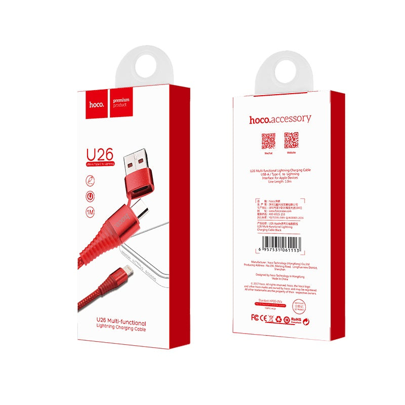 Cable Type-C & USB-A to Lightning «U26» charging data sync