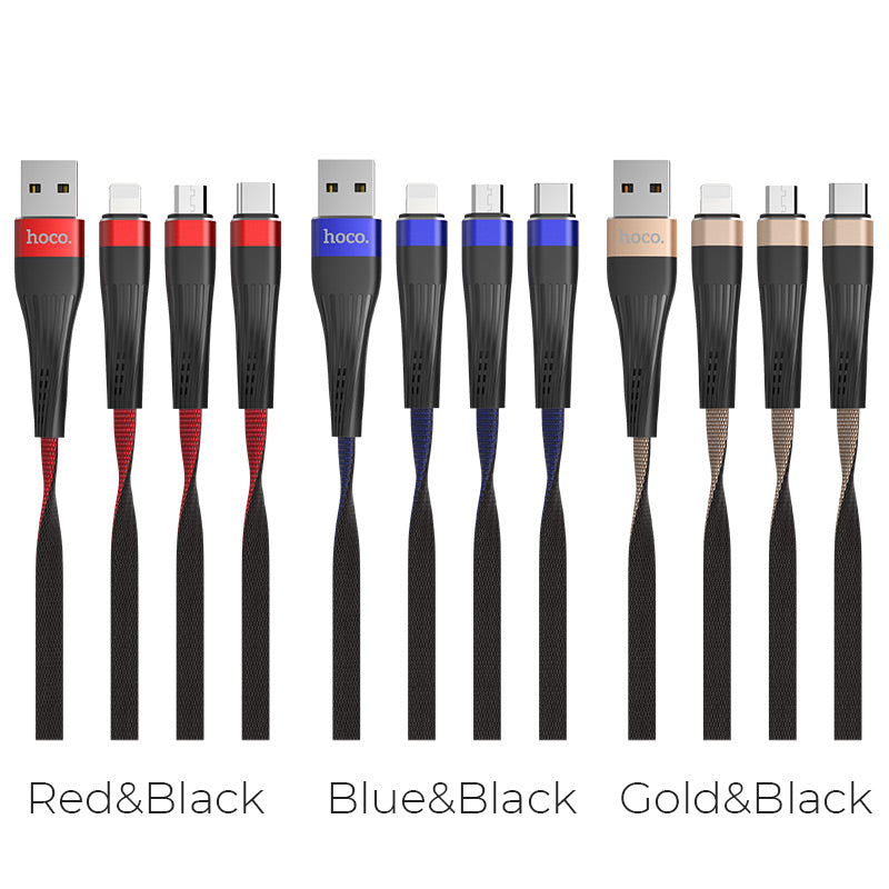 Cable USB to Lightning Micro-USB Type-C «U39 Slender» charging wire