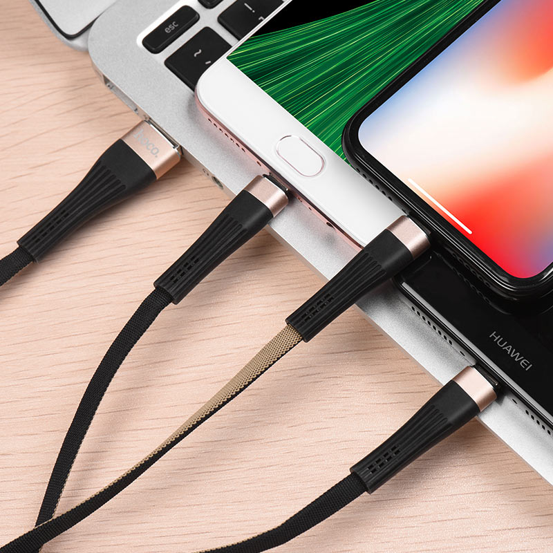 Cable USB to Lightning Micro-USB Type-C «U39 Slender» charging wire