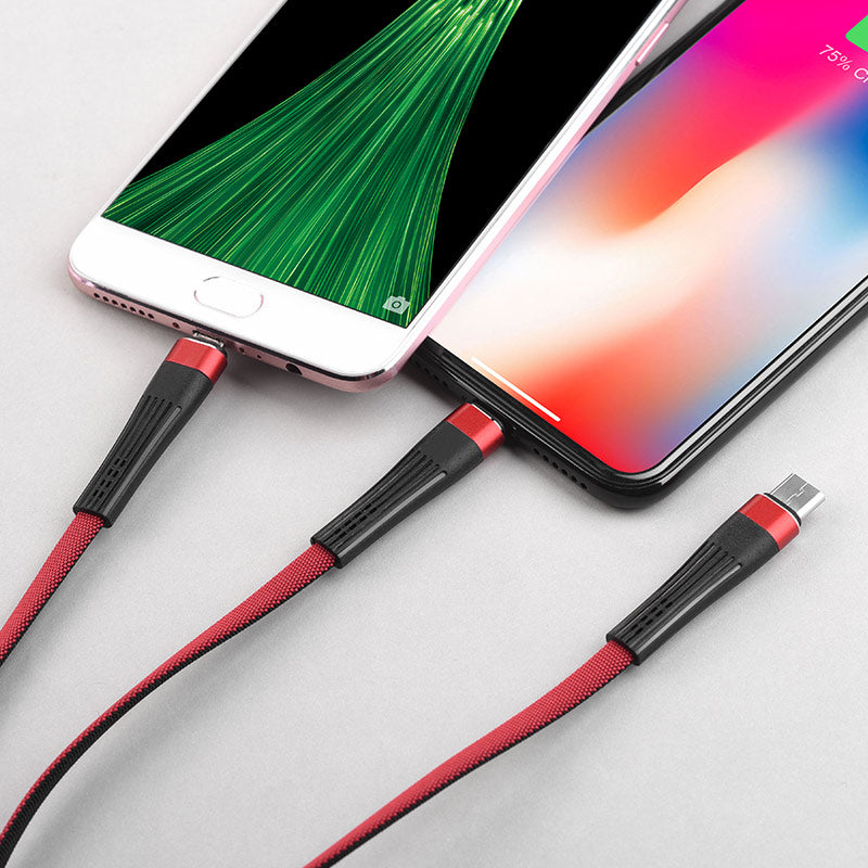 Cable USB to Lightning Micro-USB Type-C «U39 Slender» charging wire