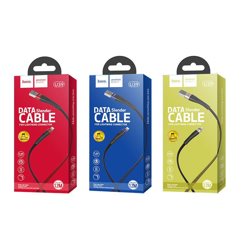 Cable «U39 Slender» colorful charging data Lightning