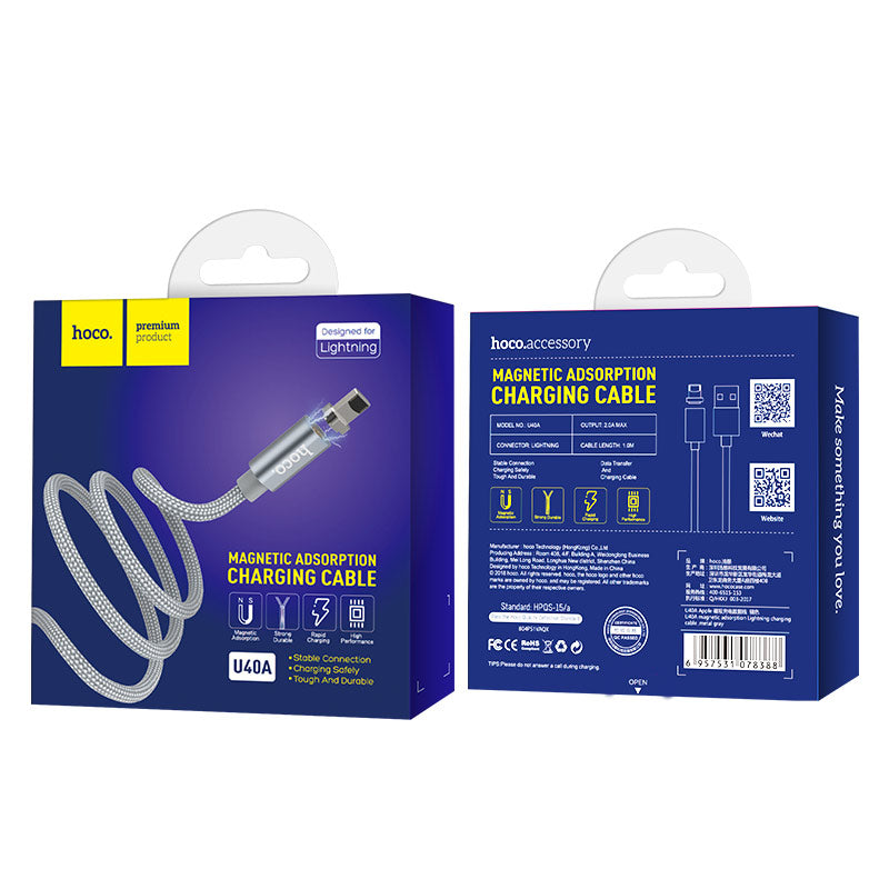 Cable USB to Lightning «U40A Magnetic» charging data sync
