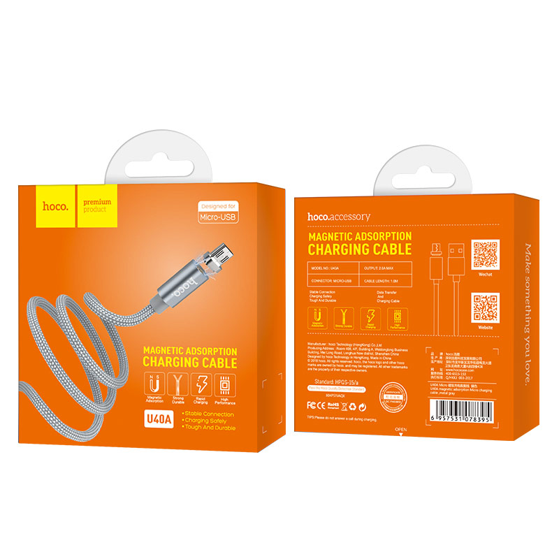 Cable USB to Micro-USB «U40A Magnetic» charging data sync
