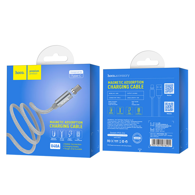 Cable USB to Type-C «U40A Magnetic» charging data sync