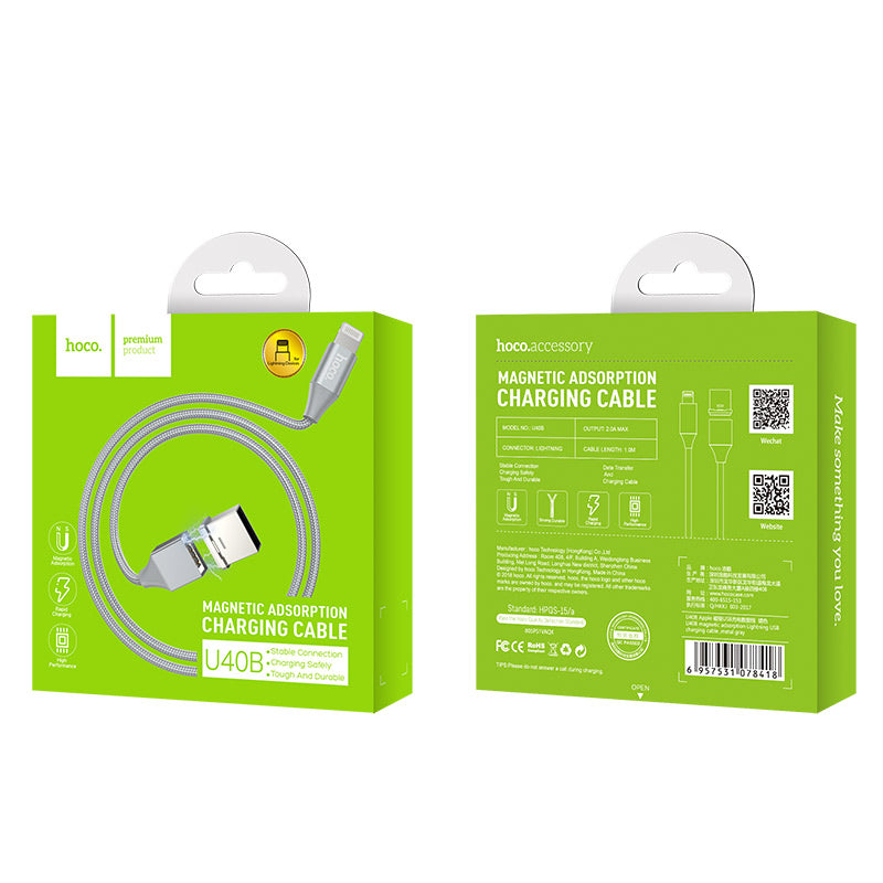 Cable USB to Lightning «U40B Magnetic» charging data sync