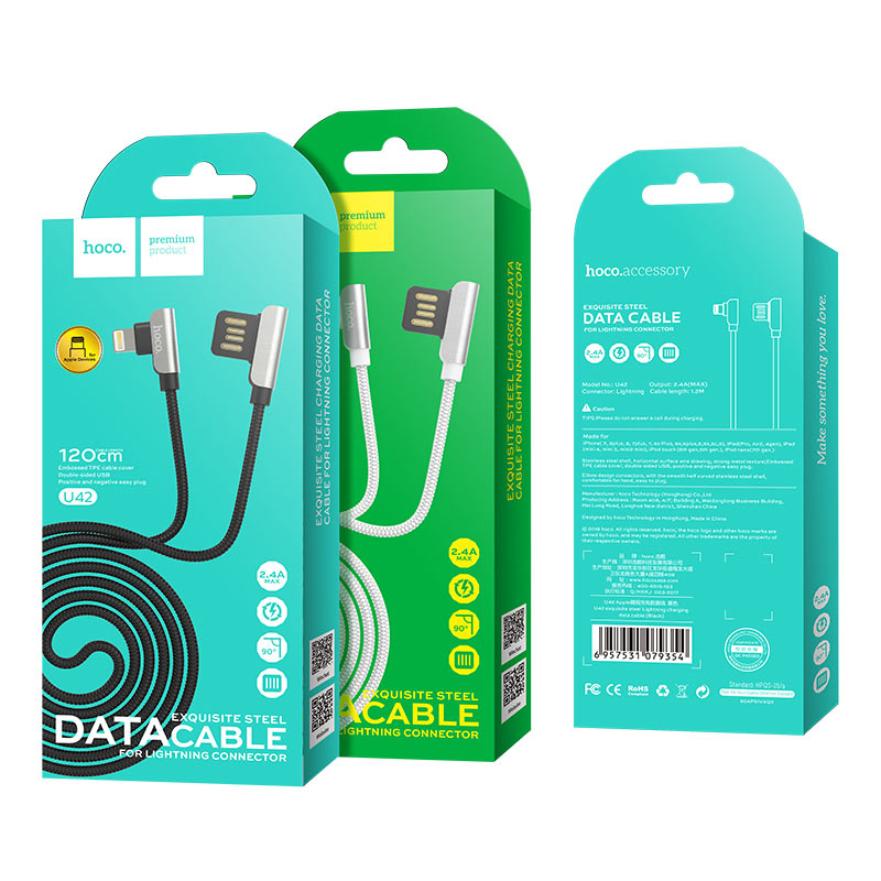 Cable USB to Lightning «U42 Exquisite steel» charging data sync