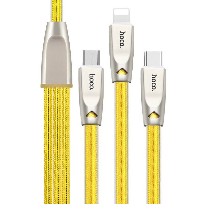 Cable USB to Lightning Micro-USB Type-C «U9» charging wire
