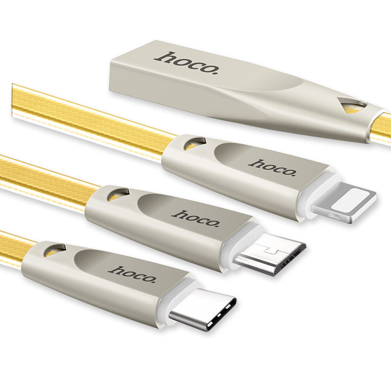 Cable USB to Lightning Micro-USB Type-C «U9» charging wire