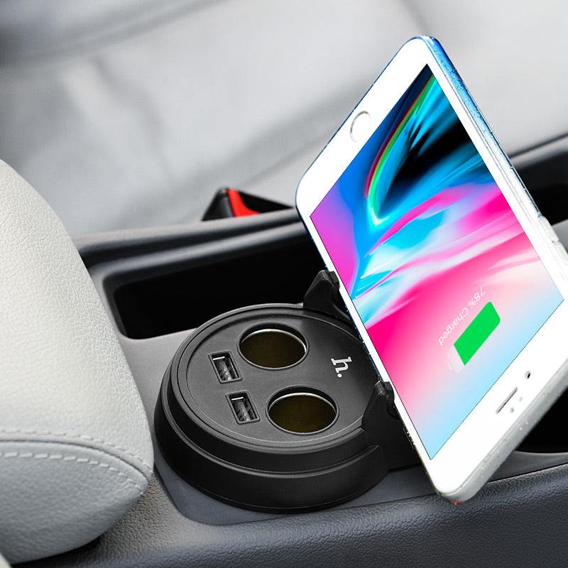 Car charger «UC207» cup shape dual USB dual cigarette lighter