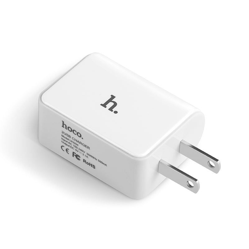 Wall charger “UH204” US plug dual USB charging adapter