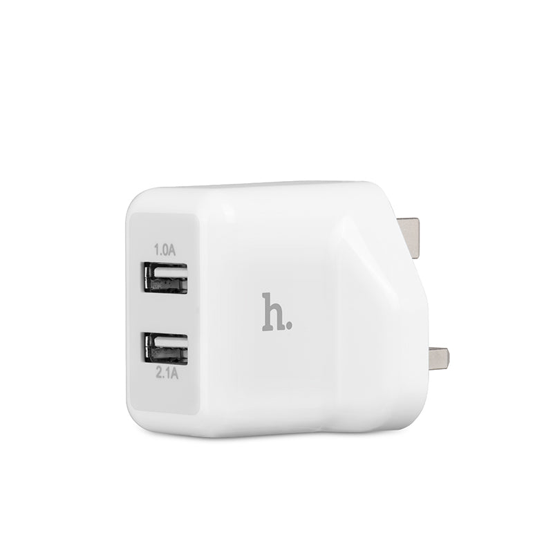Wall charger “UH205” UK plug dual USB charging adapter