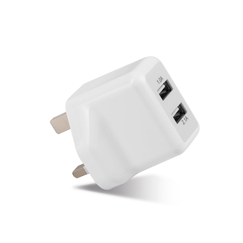 Wall charger “UH205” UK plug dual USB charging adapter