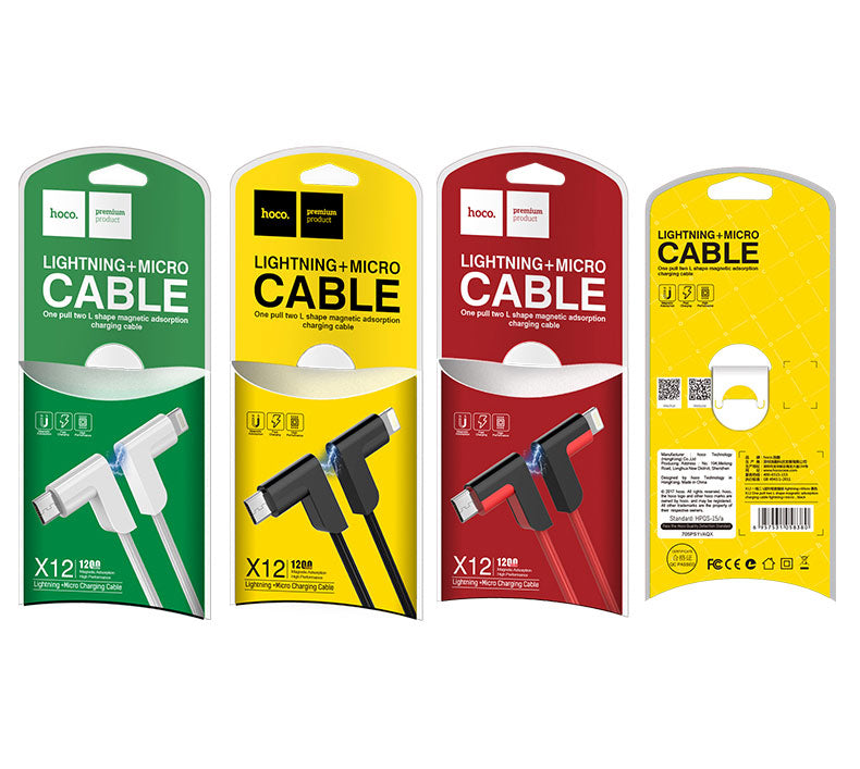 Cable «X12 Magnetic 2in1» charging USB to Lightning & Micro USB